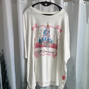 Disney World White Castle and Bow Graphic Women's Top Tee Size XL